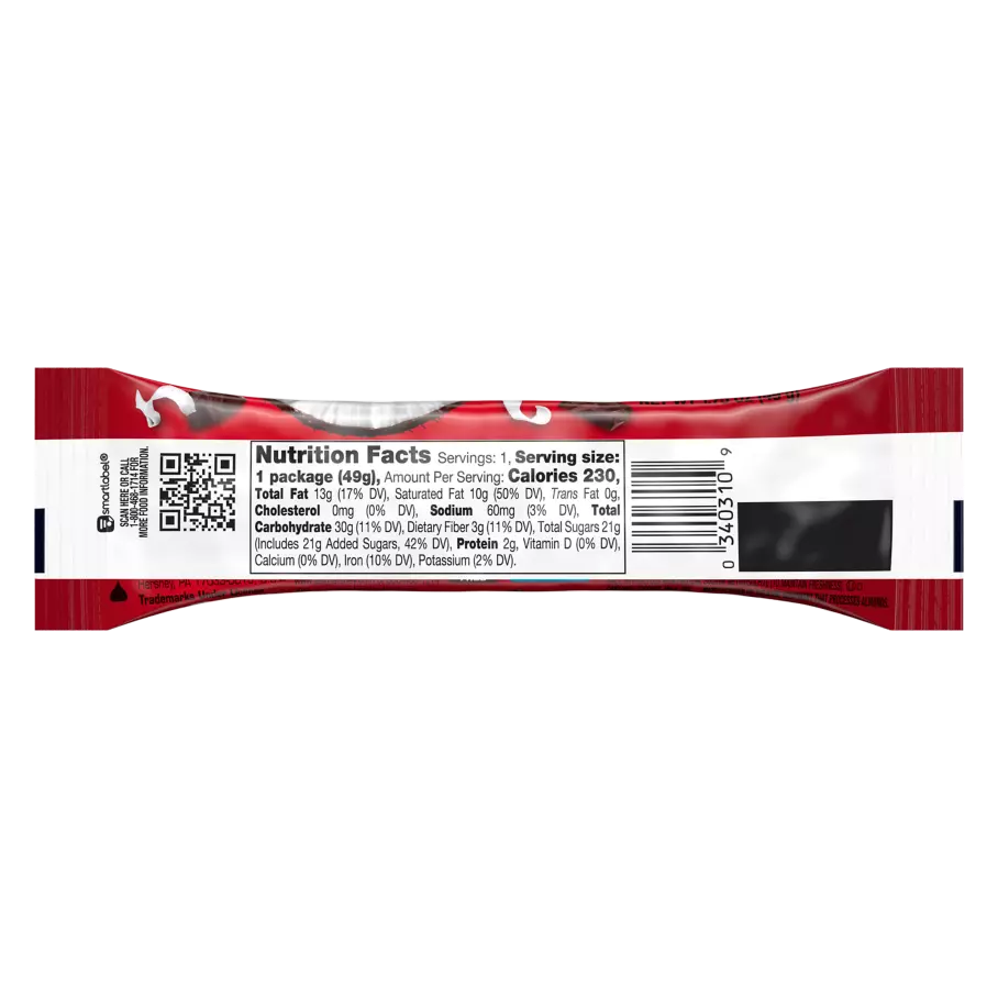 MOUNDS Dark Chocolate and Coconut Candy Bar, 1.75 oz - Back of Package