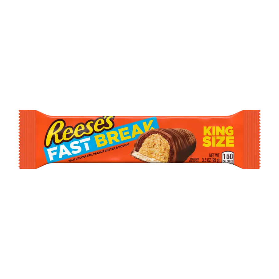 REESE'S FAST BREAK Milk Chocolate Peanut Butter King Size Candy Bar, 3.5 oz - Front of Package