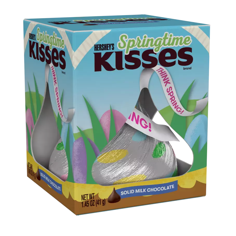HERSHEY'S KISSES Springtime Milk Chocolate Candy, 1.45 oz box, 12 pack - Front of Package