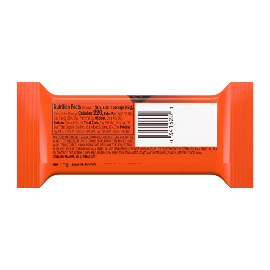 REESE'S STICKS Milk Chocolate Peanut Butter Candy Bar, 1.5 oz - Back of Package