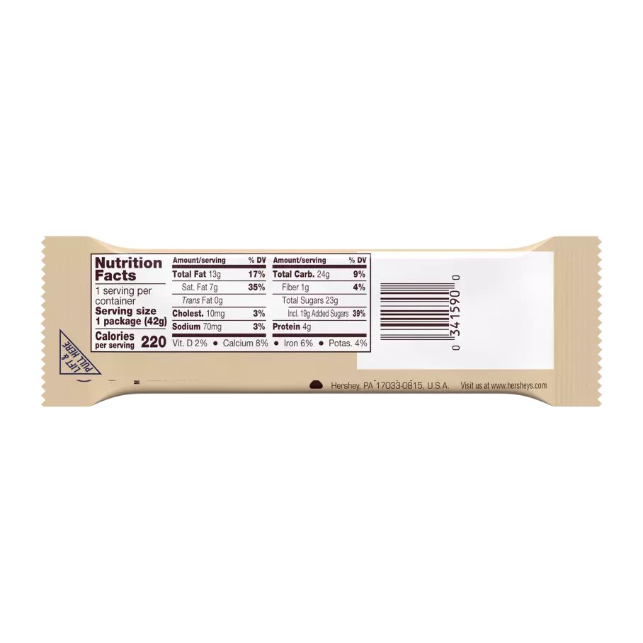 SYMPHONY Milk Chocolate with Almonds & Toffee Chips Candy Bar, 1.5 oz - Back of Package