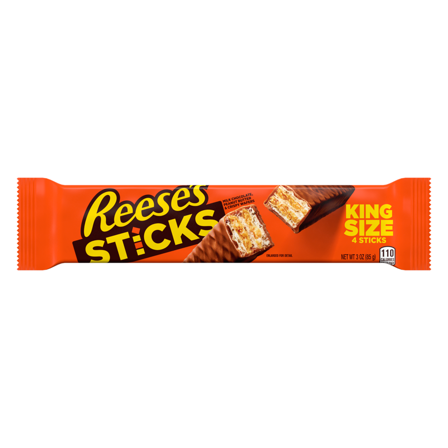 REESE'S STICKS Milk Chocolate Peanut Butter King Size Candy Bars, 3 oz, 4 pack - Out of Package