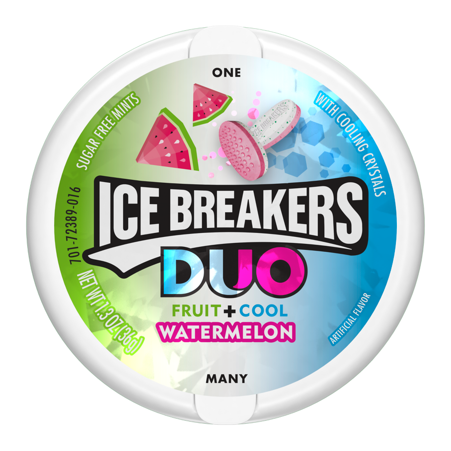 ICE BREAKERS DUO Watermelon Sugar Free Mints, 1.3 oz puck