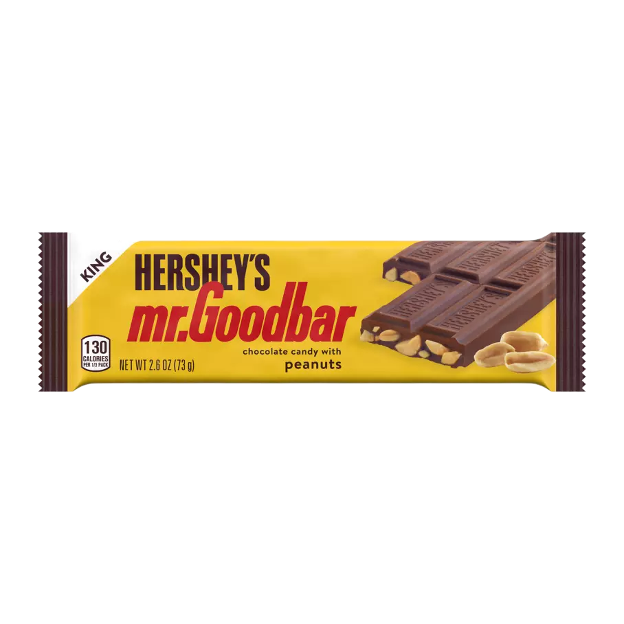 HERSHEY'S MR. GOODBAR Milk Chocolate with Peanuts King Size Candy Bar, 2.6 oz - Front of Package