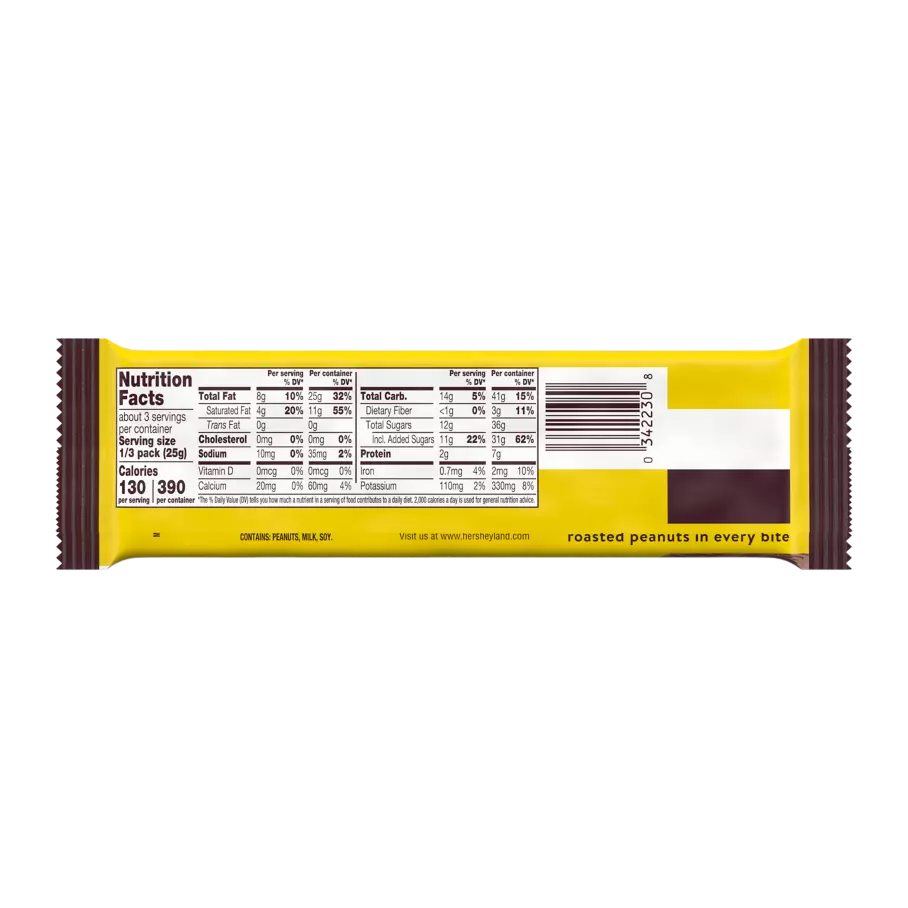 HERSHEY'S MR. GOODBAR Chocolate with Peanuts King Size Candy Bar, 2.6 oz - Back of Package