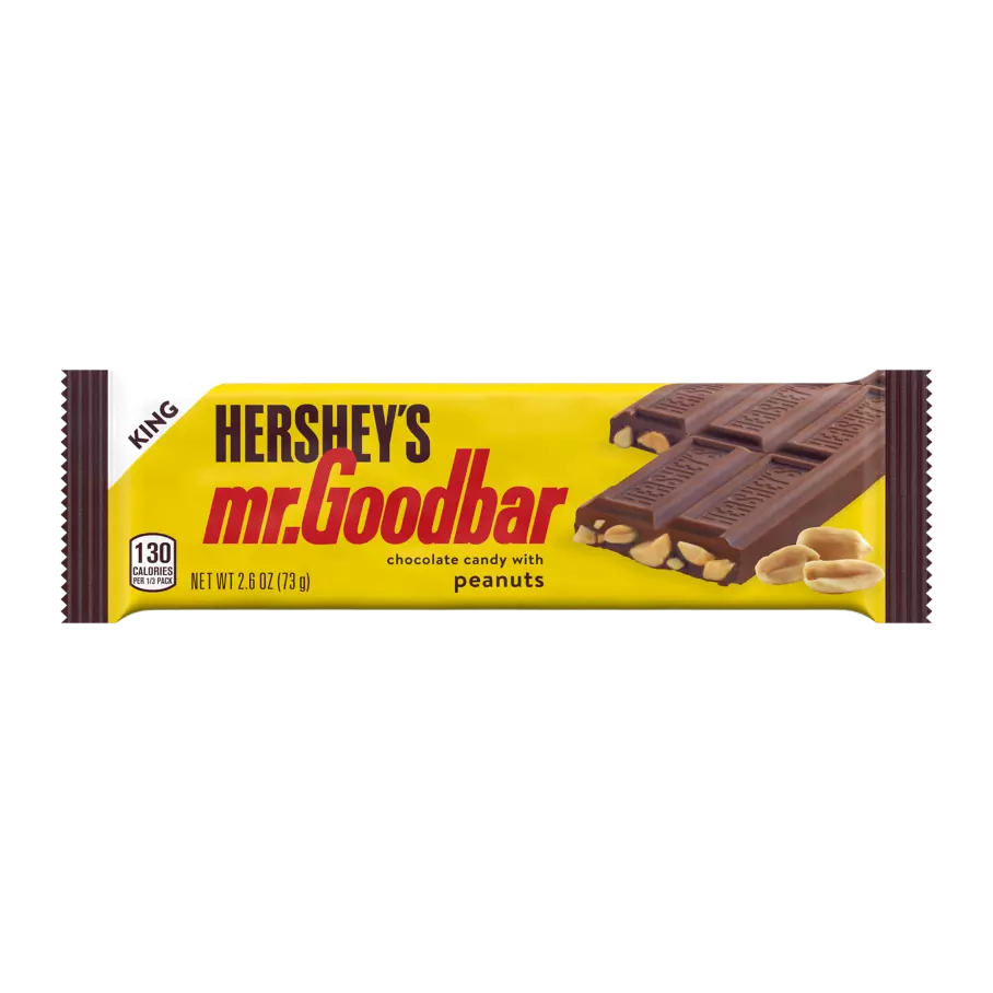 HERSHEY'S MR. GOODBAR Milk Chocolate with Peanuts King Size Candy Bar, 2.6 oz - Front of Package