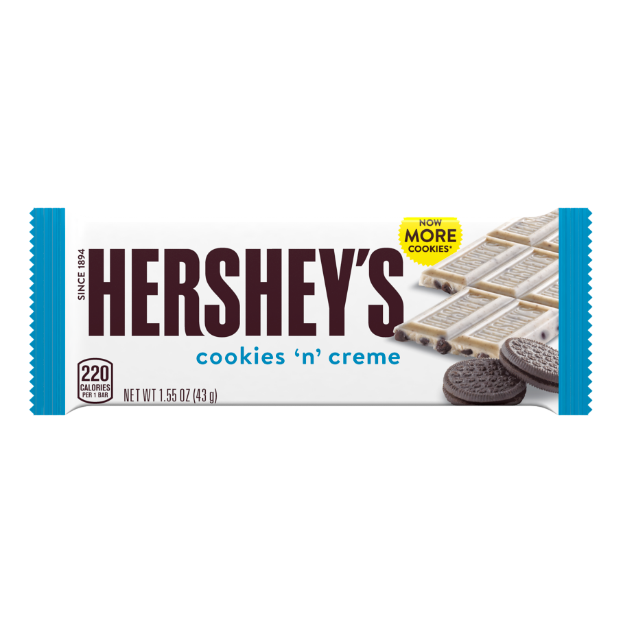 HERSHEY'S Cookies ‘N’ Creme Candy Bar, 1.55 oz - Front of Package