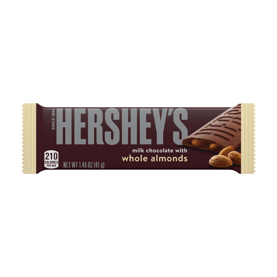 HERSHEY'S Milk Chocolate with Almonds Candy Bar, 1.45 oz - Front of Package