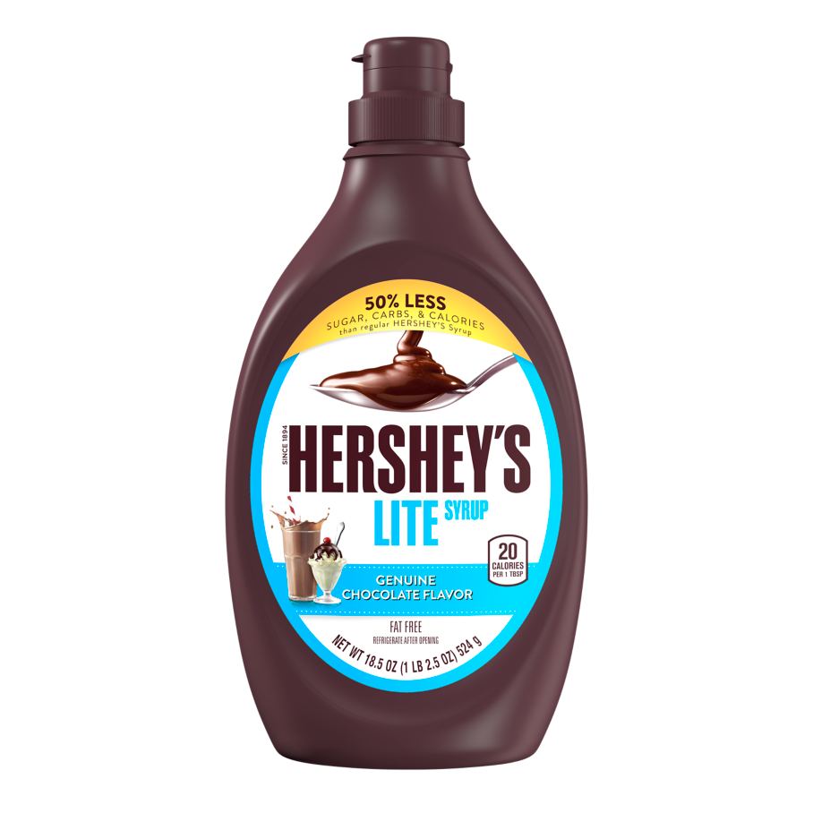 HERSHEY'S Chocolate Lite Syrup, 18.5 oz bottle - Front of Package