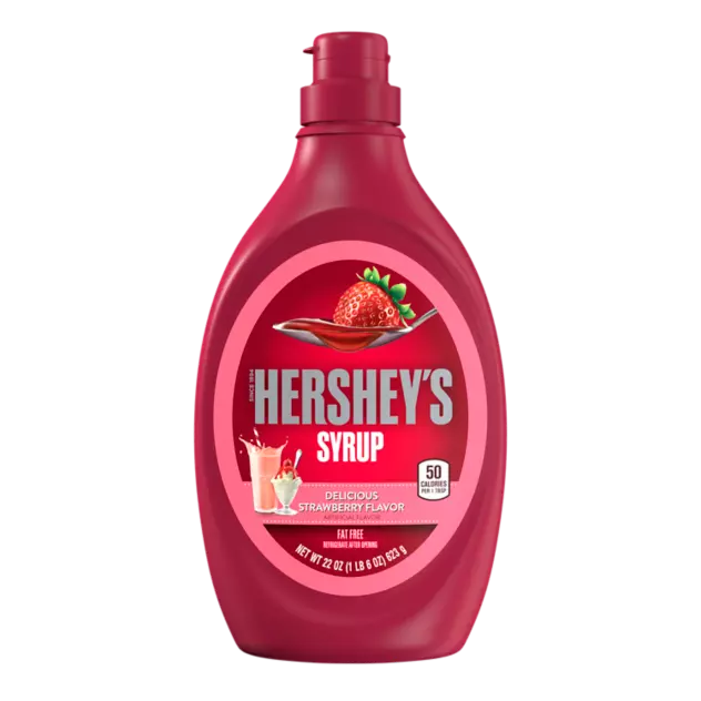 HERSHEY'S Strawberry Flavored Syrup, 22 oz bottle - Front of Package