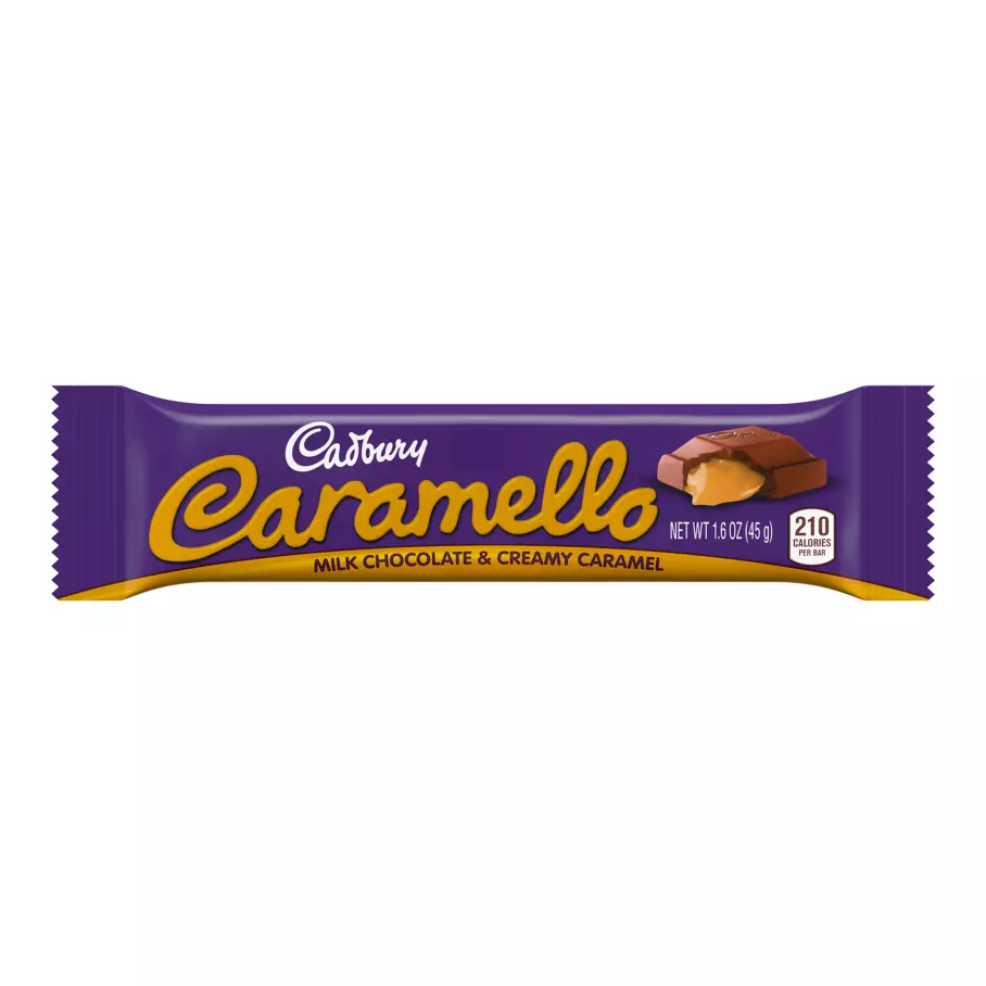 CADBURY CARAMELLO Milk Chocolate & Creamy Caramel Candy Bar, 1.6 oz - Front of Package