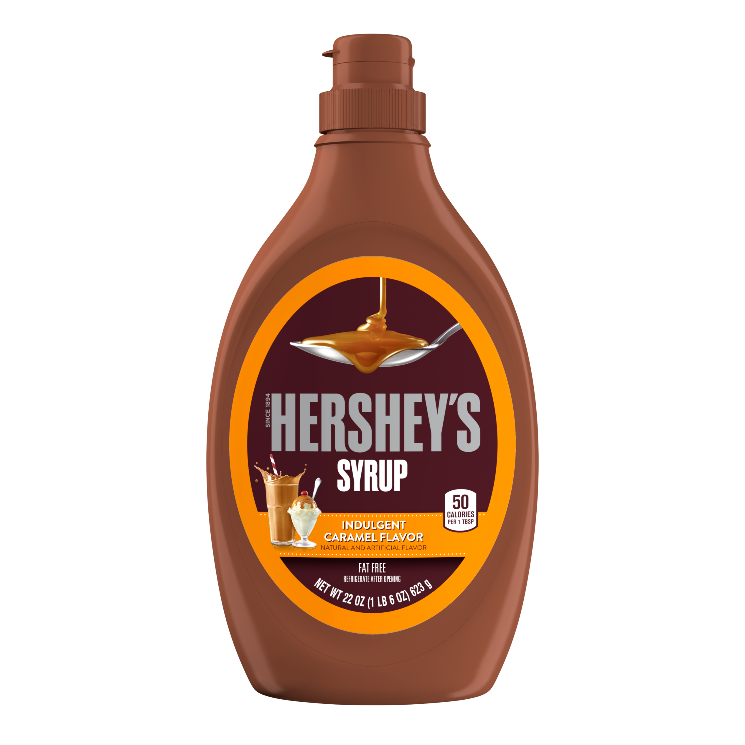 HERSHEY'S Caramel Syrup, 22 oz bottle - Front of Package