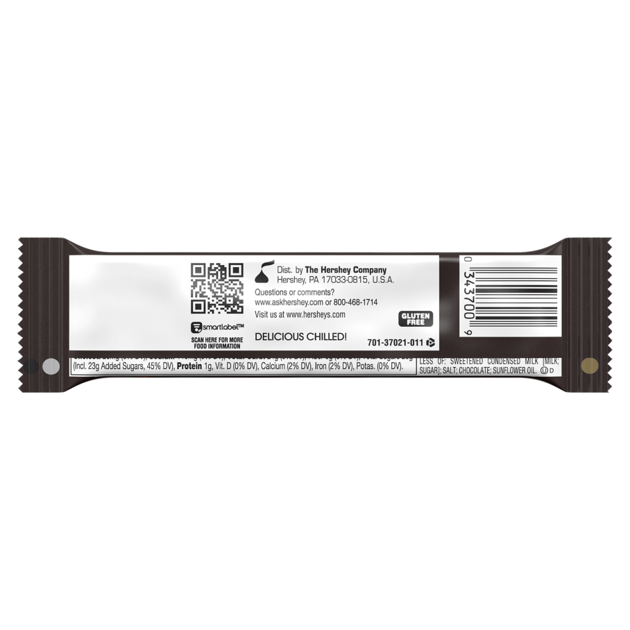 SKOR Milk Chocolate with Crisp Butter Toffee Candy Bar, 1.4 oz - Back of Package