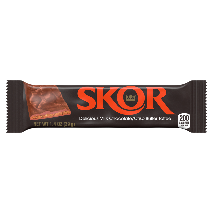 SKOR Milk Chocolate with Crisp Butter Toffee Candy Bar, 1.4 oz - Front of Package