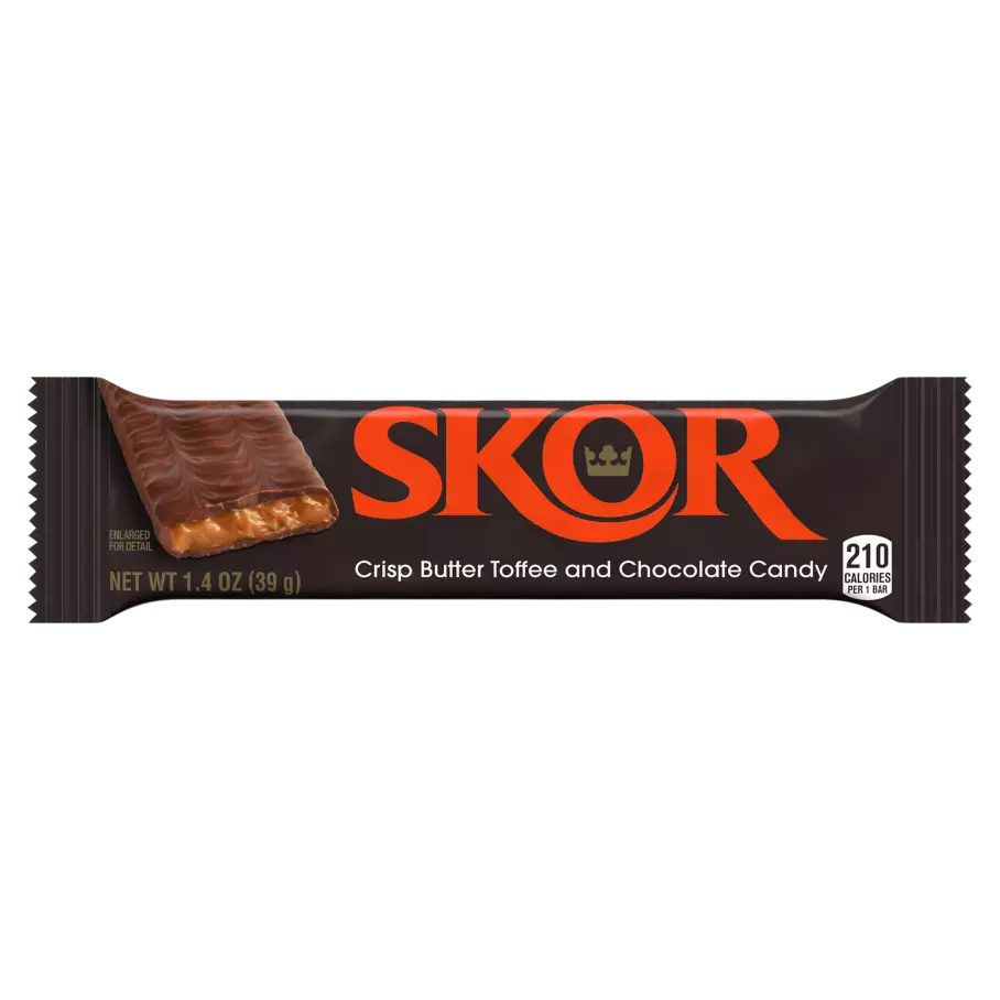 SKOR Milk Chocolate with Crisp Butter Toffee Candy Bar, 1.4 oz - Front of Package