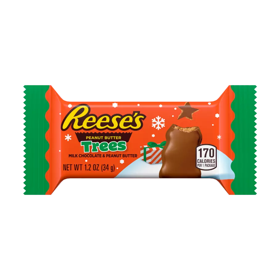 REESE'S Milk Chocolate Peanut Butter Trees, 1.2 oz - Front of Package