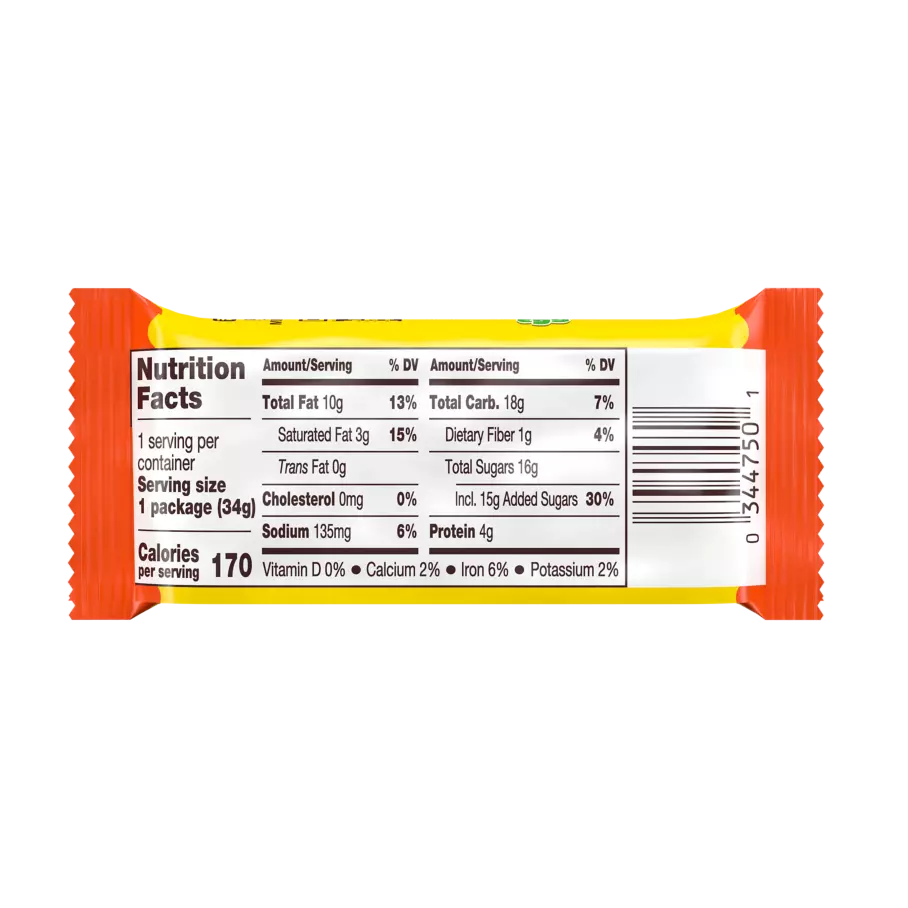 REESE'S Milk Chocolate Peanut Butter Egg, 1.2 oz - Back of Package