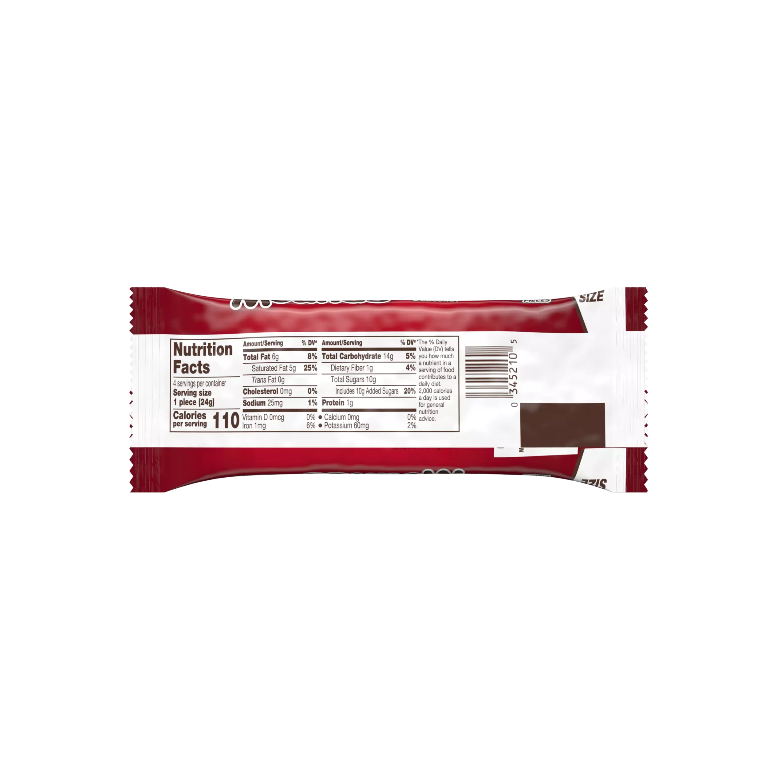 MOUNDS Dark Chocolate and Coconut King Size Candy Bar, 3.5 oz, 4 pieces - Back of Package
