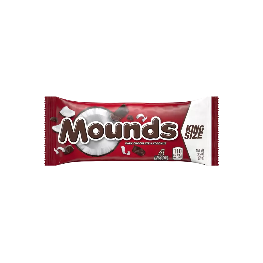 MOUNDS Dark Chocolate and Coconut King Size Candy Bar, 3.5 oz, 4 pieces - Front of Package