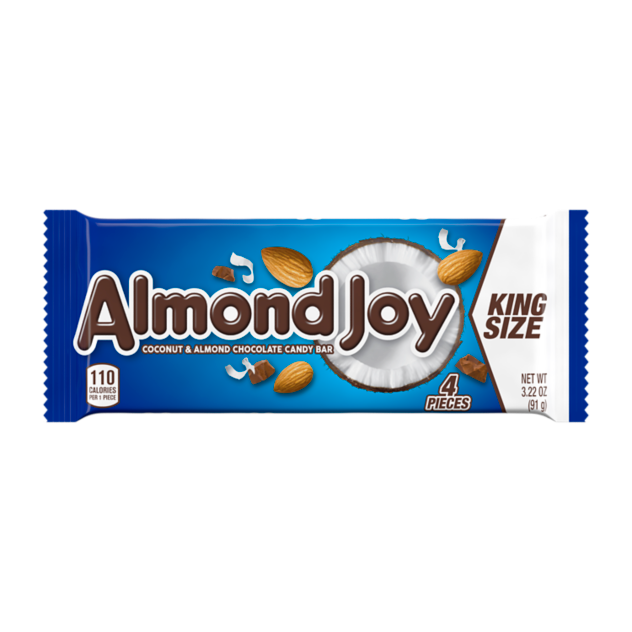 ALMOND JOY Coconut and Almond Chocolate King Size Candy Bar, 3.22 oz - Front of Package