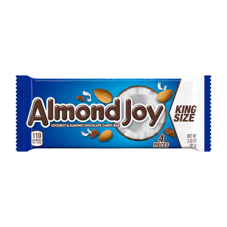 ALMOND JOY Coconut and Almond Chocolate King Size Candy Bar, 3.22 oz - Front of Package