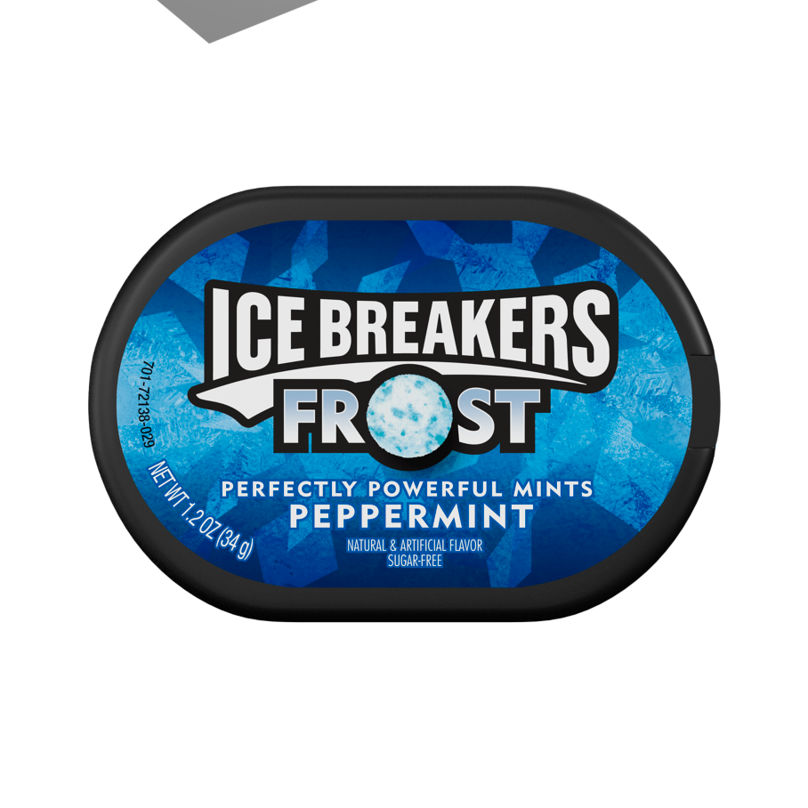 ICE BREAKERS FROST Peppermint Sugar Free Mints, 1.2 oz tin - Front of Package