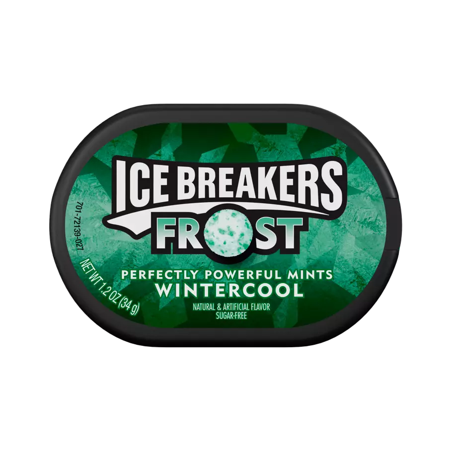 ICE BREAKERS FROST Wintercool Sugar Free Mints, 1.2 oz tin - Front of Package