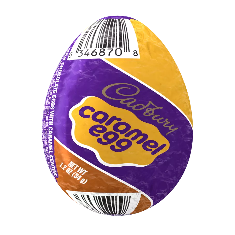 CADBURY CARAMEL EGG Milk Chocolate Egg, 1.2 oz - Front of Package