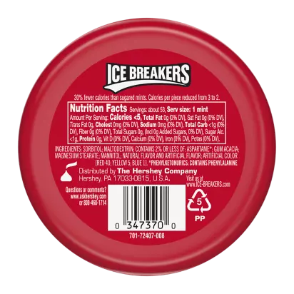 ICE BREAKERS Candy Cane Sugar Free Mints, 1.5 oz puck