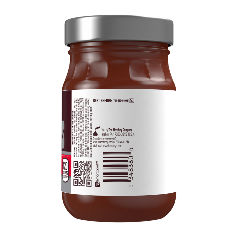 HERSHEY'S Hot Fudge Topping, 12.8 oz jar - Back of Package