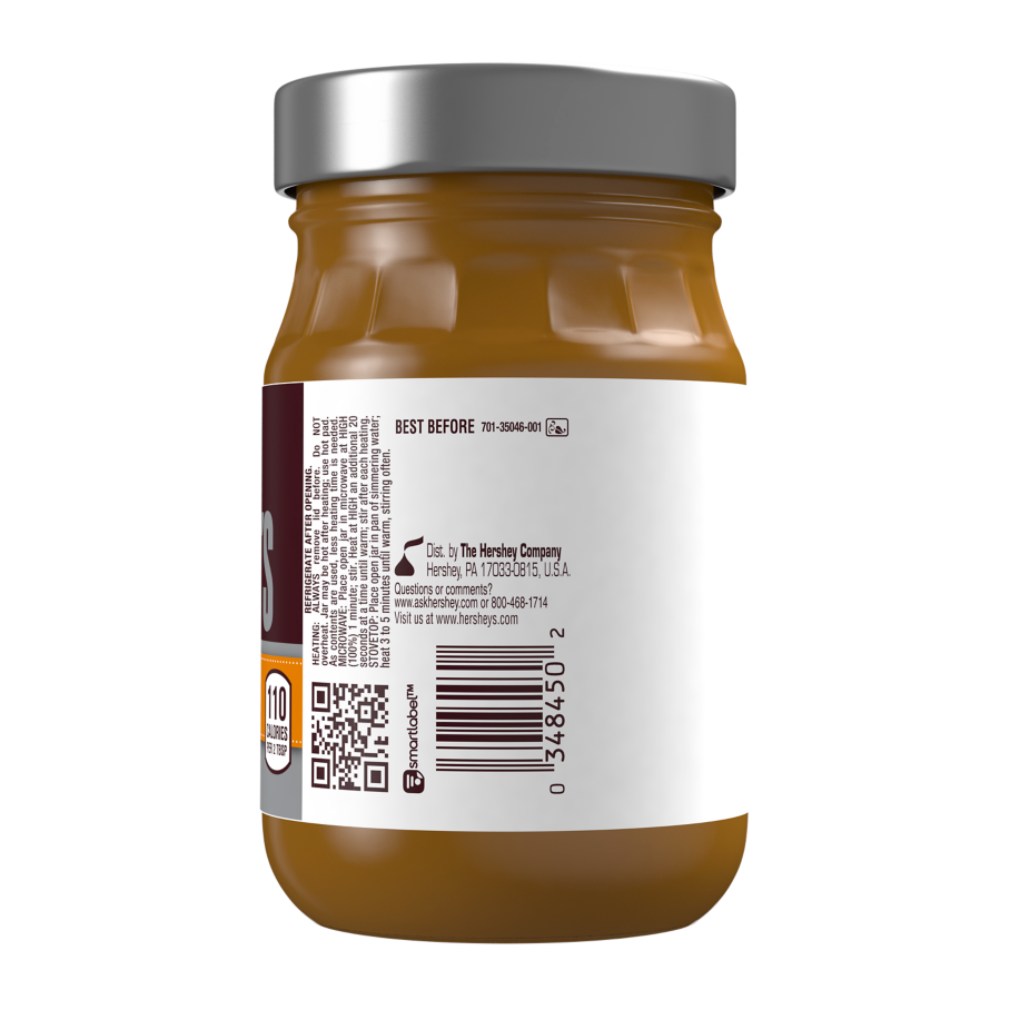 HERSHEY'S Caramel Topping, 14 oz jar - Back of Package