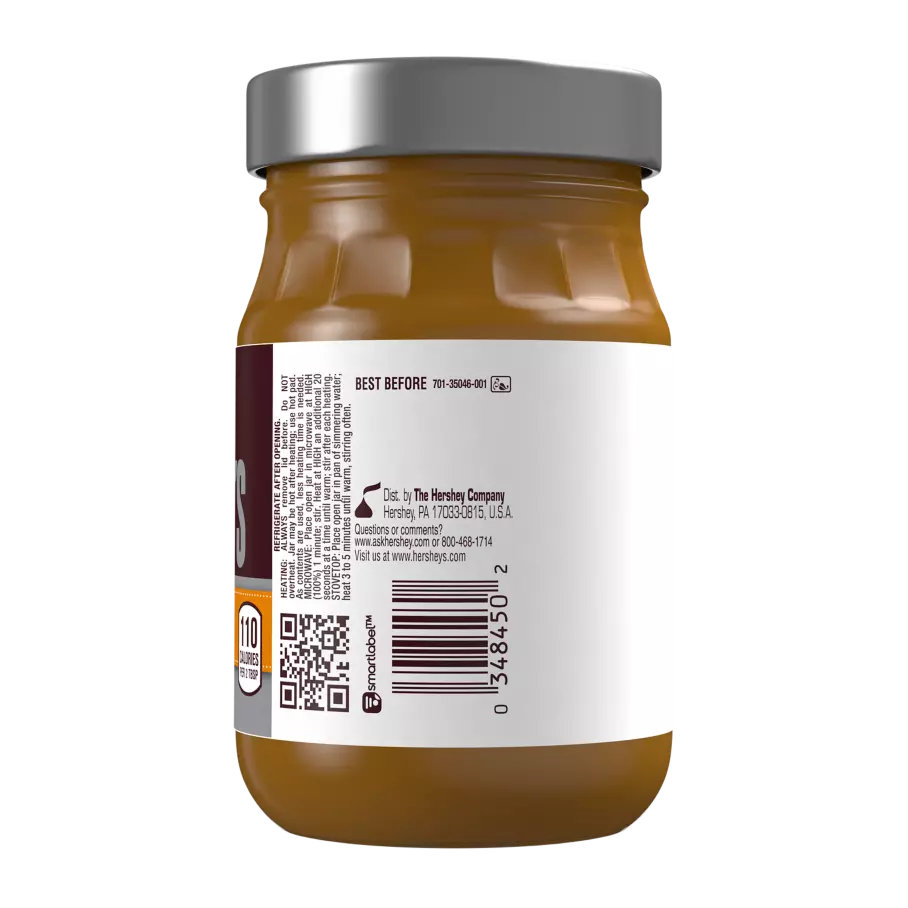 HERSHEY'S Caramel Topping, 14 oz jar - Back of Package