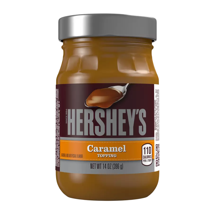 HERSHEY'S Caramel Topping, 14 oz jar - Front of Package