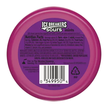 ICE BREAKERS Sours Mixed Berry Sugar Free Mints, 1.5 oz puck