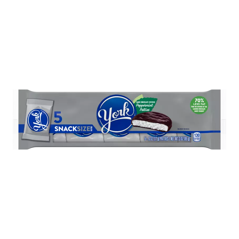 YORK Dark Chocolate Snack Size Peppermint Patties, 3 oz, 5 pack - Front of Package