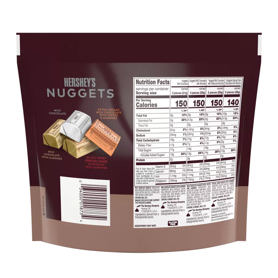 HERSHEY'S NUGGETS Assortment, 15.6 oz pack - Back of Package