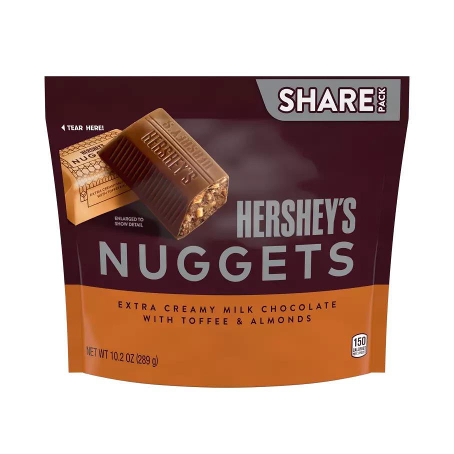 HERSHEY'S NUGGETS Extra Creamy Milk Chocolate with Toffee & Almonds Candy, 10.2 oz pack - Front of Package