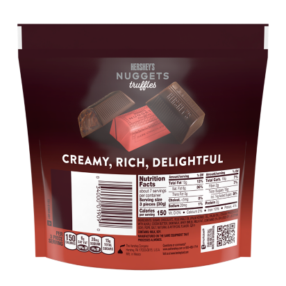 Hershey's dark chocolate nutrition label