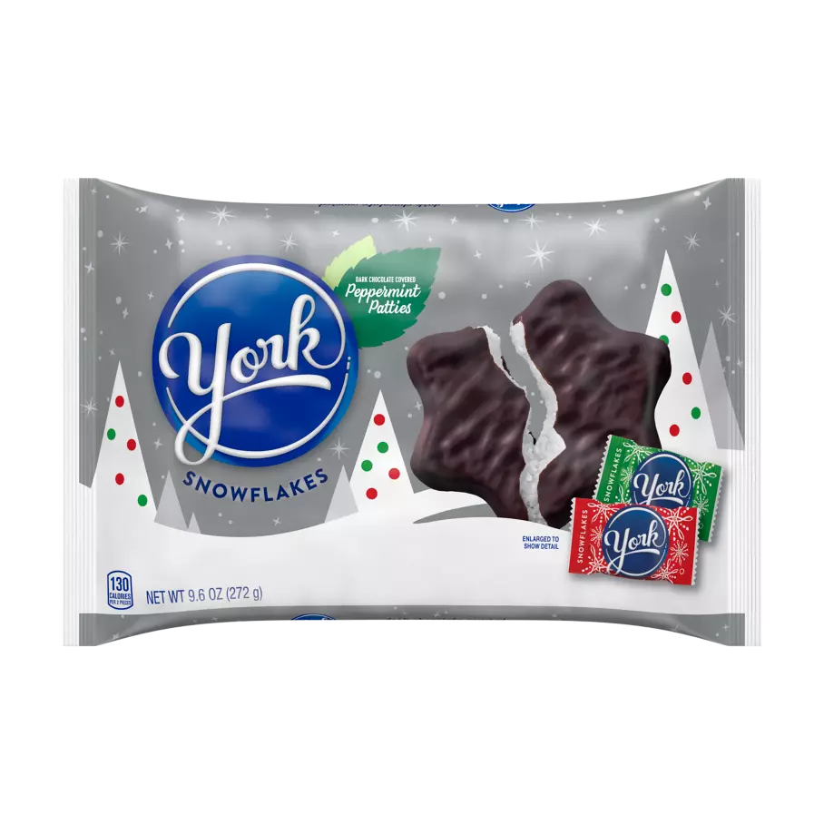 YORK Snowflakes Dark Chocolate Peppermint Patties, 9.6 oz bag - Front of Package