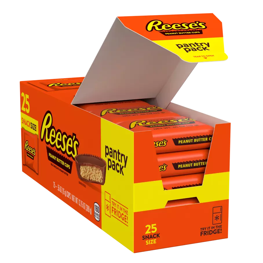 REESE'S Pantry Pack Milk Chocolate Snack Size Peanut Butter Cups, 13.75 oz,  25 count box