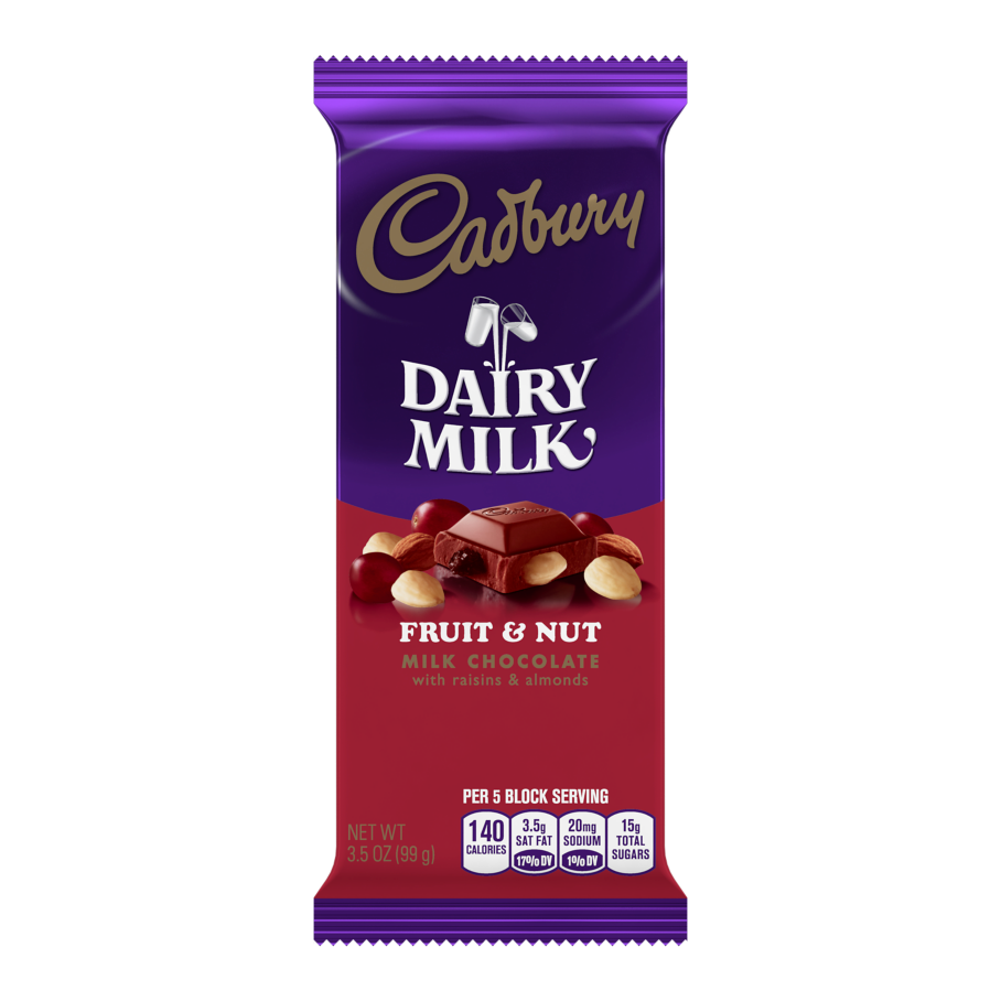 CADBURY DAIRY MILK Fruit & Nut Candy Bar, 3.5 oz - Front of Package