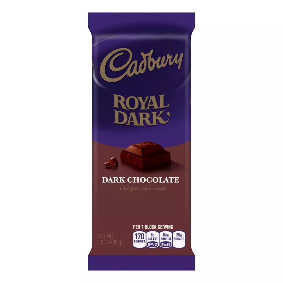 CADBURY ROYAL DARK Dark Chocolate Candy Bar, 3.5 oz - Front of Package