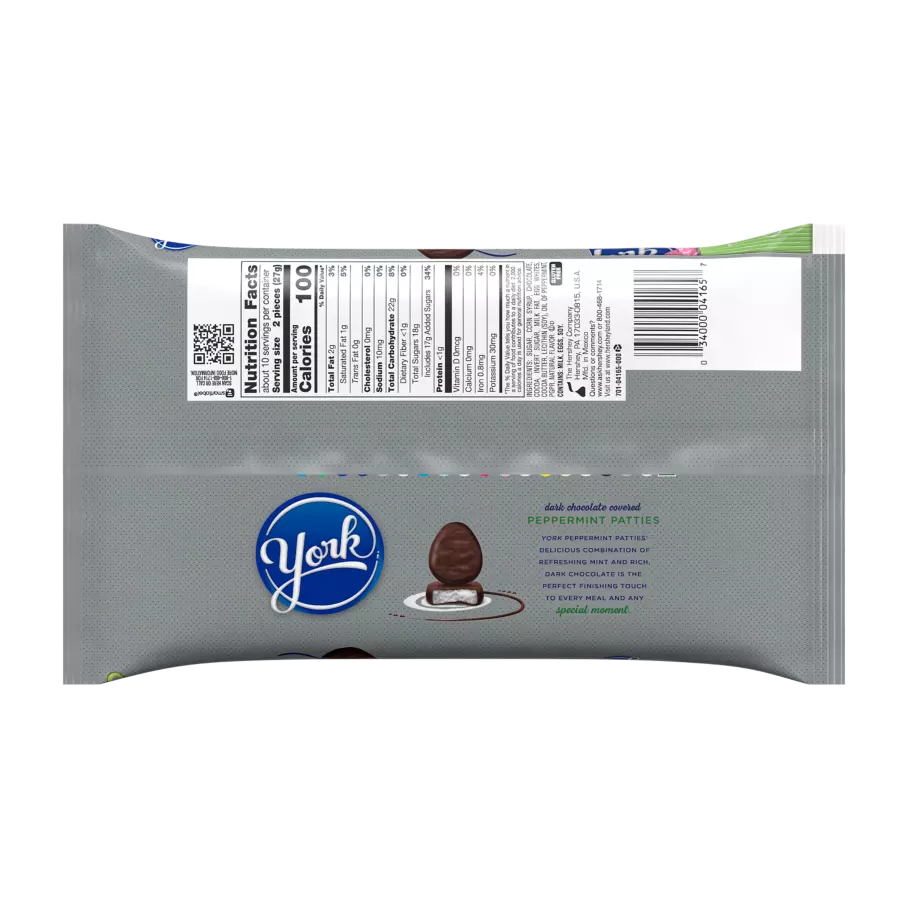 YORK Easter Dark Chocolate Peppermint Patties, 9.6 oz bag - Back of Package