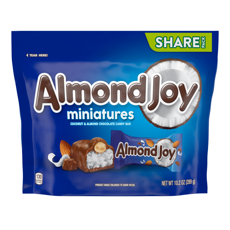 ALMOND JOY Miniatures Coconut and Almond Chocolate Candy Bars, 10.2 oz pack - Front of Package