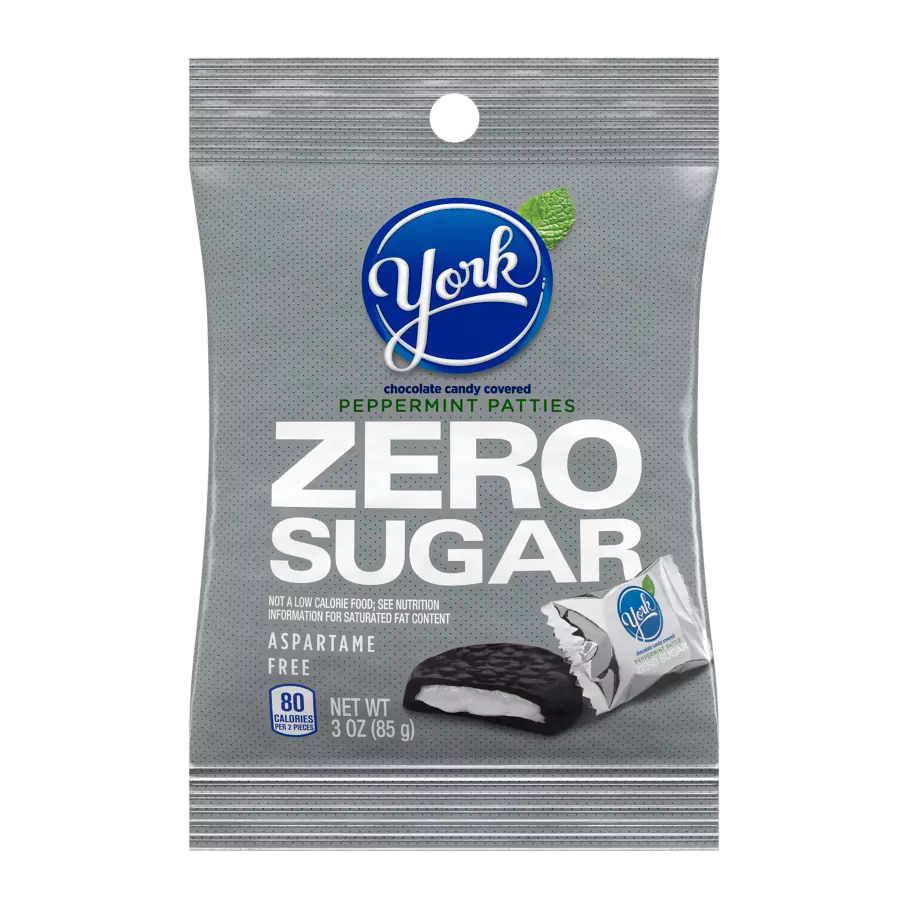 YORK Zero Sugar Dark Chocolate Candy Peppermint Patties, 3 oz bag - Front of Package