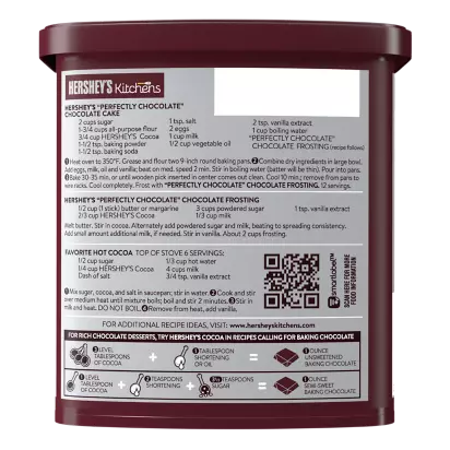 HERSHEY'S COCOA 100% Cacao Natural Unsweetened, 8 oz can
