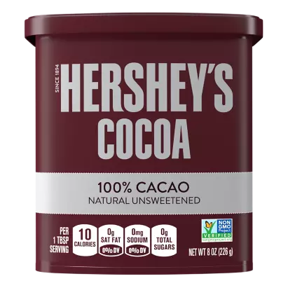 HERSHEY'S COCOA 100% Cacao Natural Unsweetened, 8 oz can