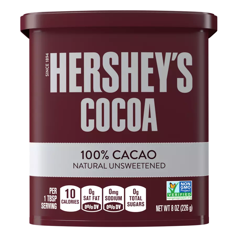 HERSHEY'S COCOA 100% Cacao Natural Unsweetened, 8 oz can - Front of Package