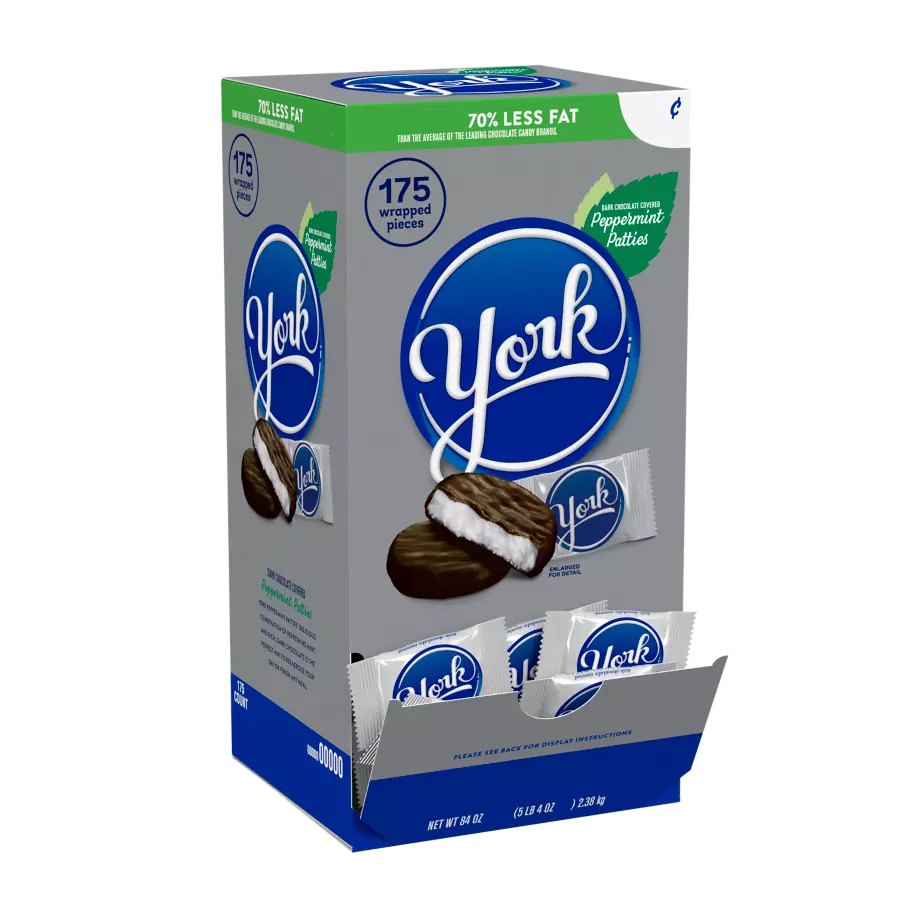YORK Dark Chocolate Peppermint Patties, 84 oz box, 175 pack - Front of Package