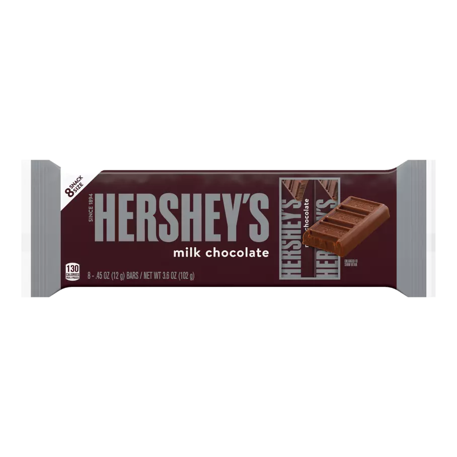 HERSHEY'S Milk Chocolate Snack Size Candy Bars, 3.6 oz, 8 pack - Front of Package